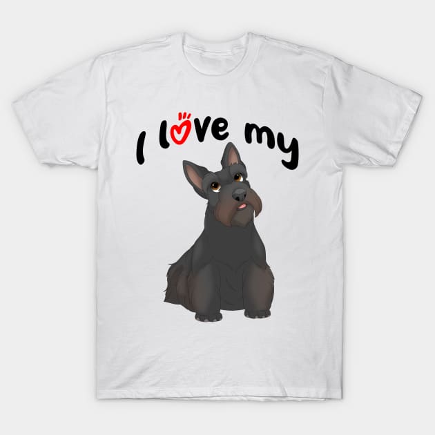 I Love My Black Scottish Terrier Dog T-Shirt by millersye